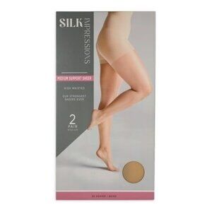 Silk Impressions Sheer Support 2-pack 30 Denier Pantyhose Beige Size Medium